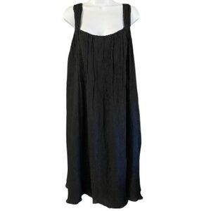Eileen Fisher Silk Chiffon Sleeveless Black Dress Large Flowy Lagenlook Ethereal